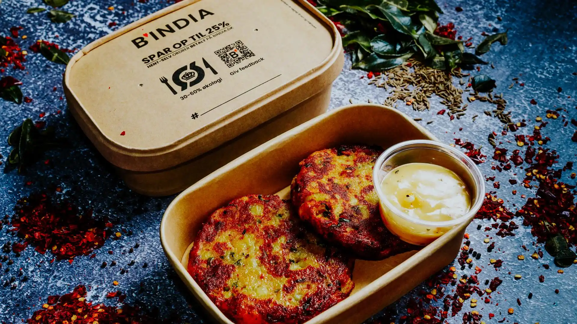 Aloo Tikki serveret med Mango Mayo hos Bindia