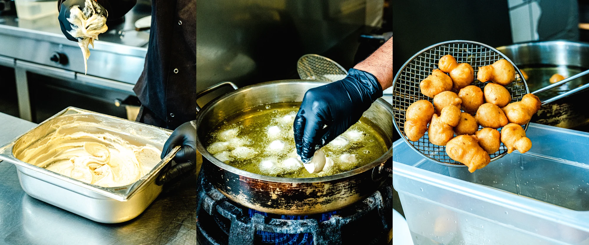 Dahi Vada-dej der formes, frituresteges og drypper af