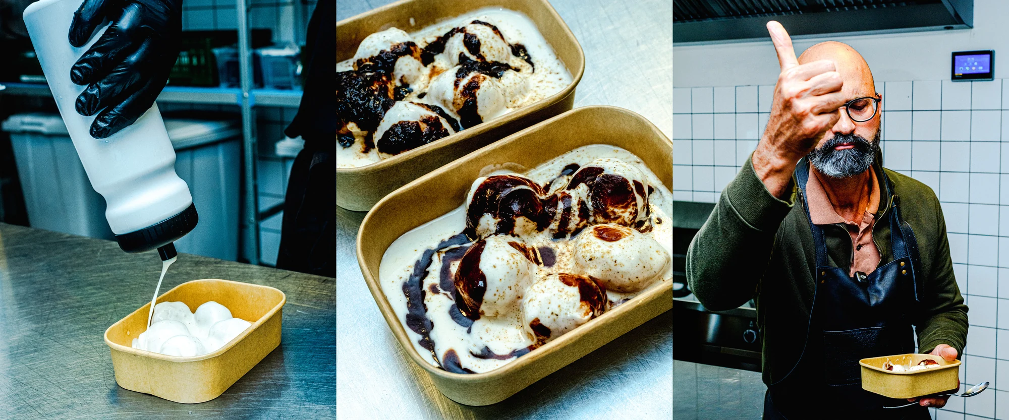 Dahi Vada færdiggjort med yoghurt og tamarindchutney af Bindia-teamet