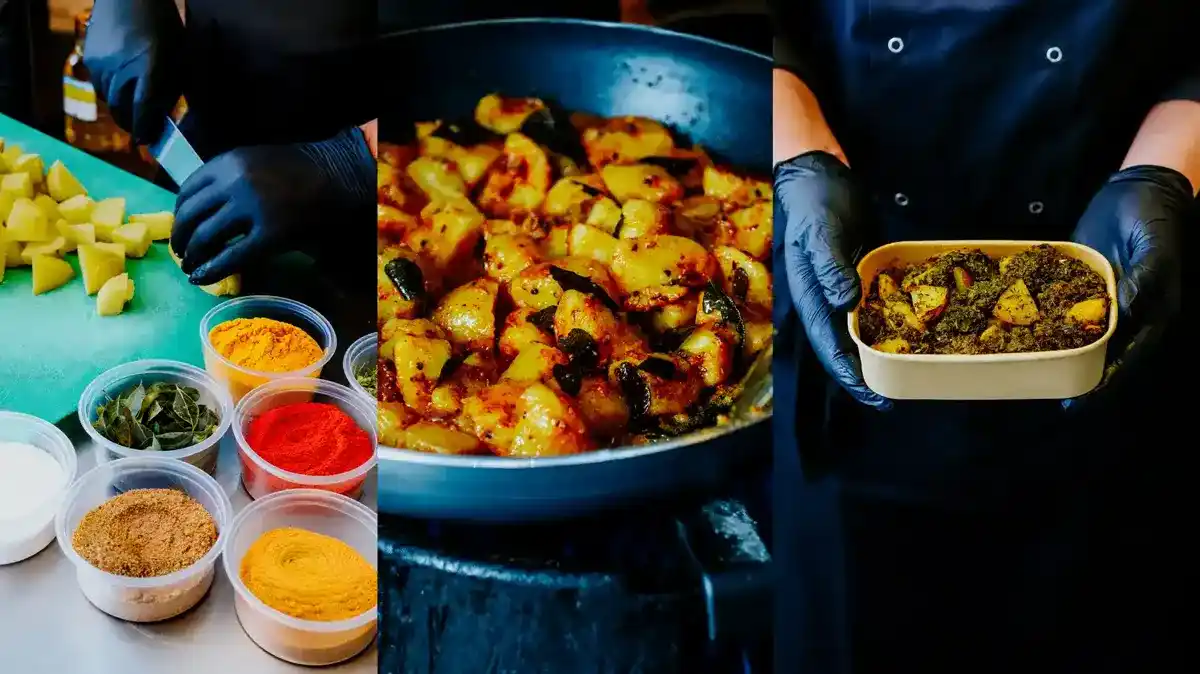 Tilberedning af Spinach Aloo hos Bindia