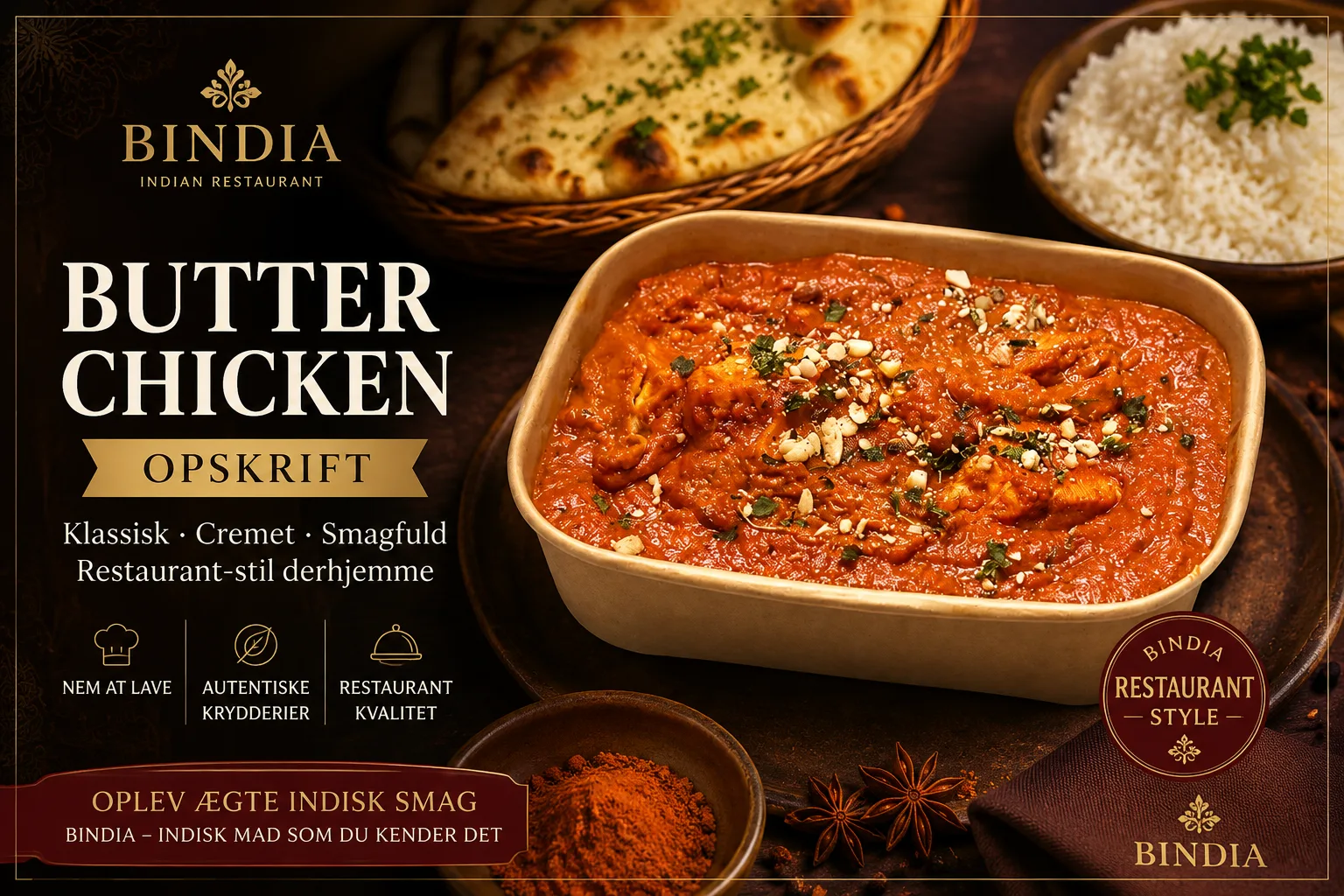 Butter Chicken Opskrift – Klassisk Cremet Indisk Ret Hjemme - Bindia blog image
